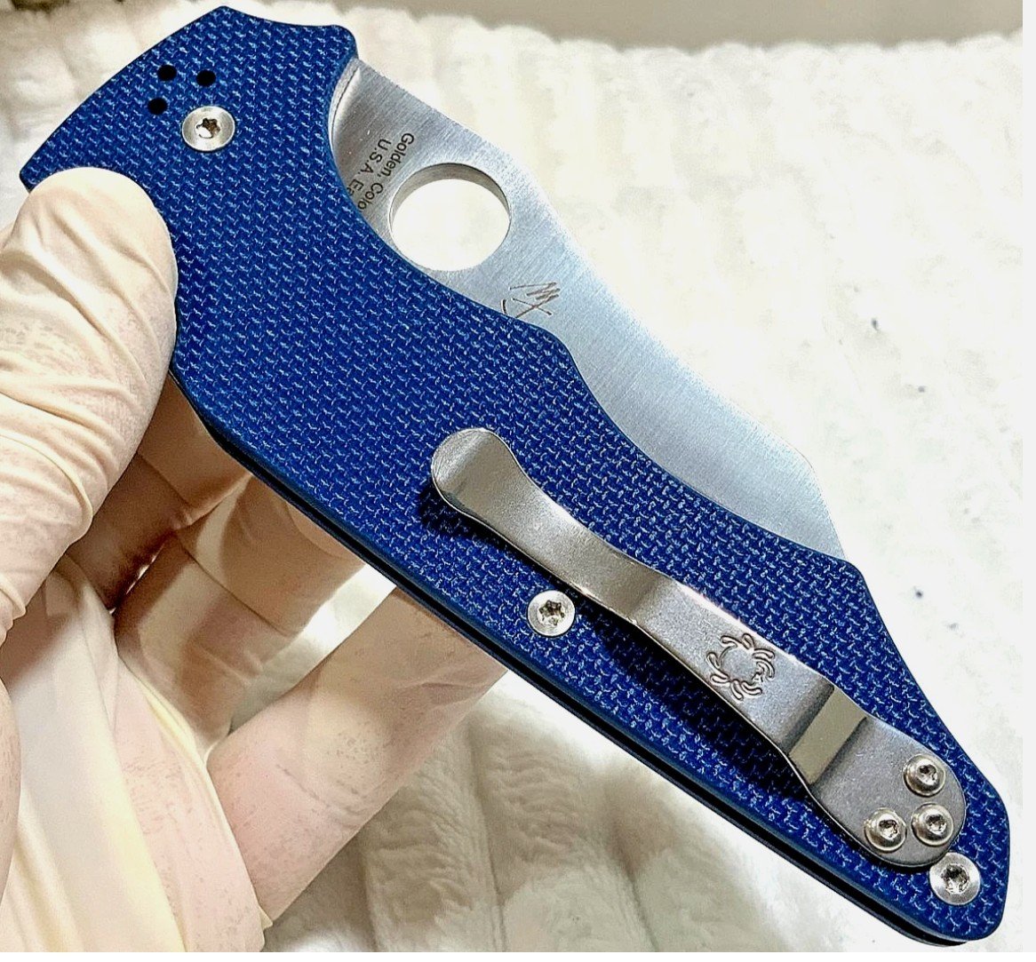 Spyderco YoJumbo Cobalt Blue (C253GPCBL) CPM SPY27 Wharncliffe Blade Folder - Image 8