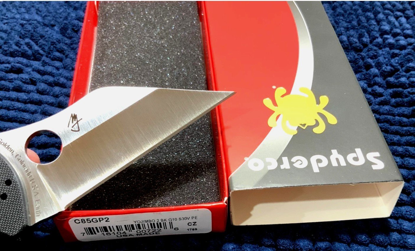 Spyderco YoJimbo *2* Crucible Wharncliffe (C85GP) Minimal Defense Folder Knife - Image 10