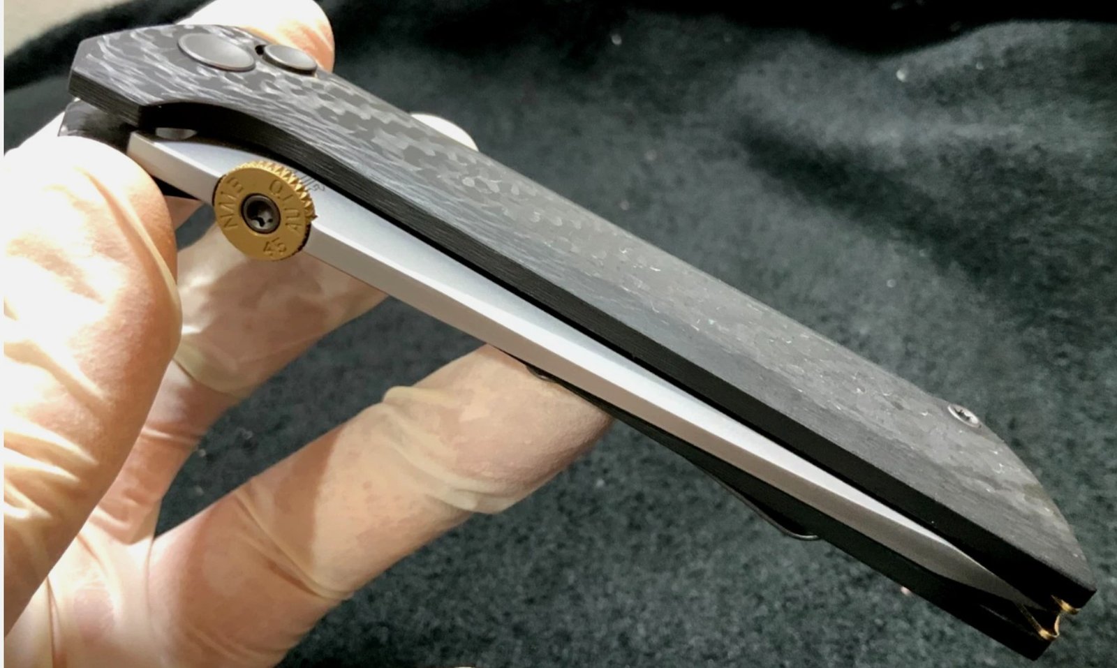 NMB Chop 2 NMB2406C Hitachi San Mai Blade Tanto Gold Disk Opening Folding Knife - Image 7