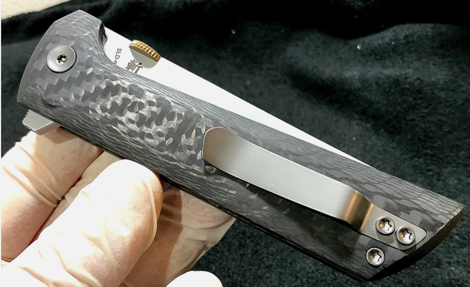 NMB Chop 2 NMB2406C Hitachi San Mai Blade Tanto Gold Disk Opening Folding Knife - Image 6
