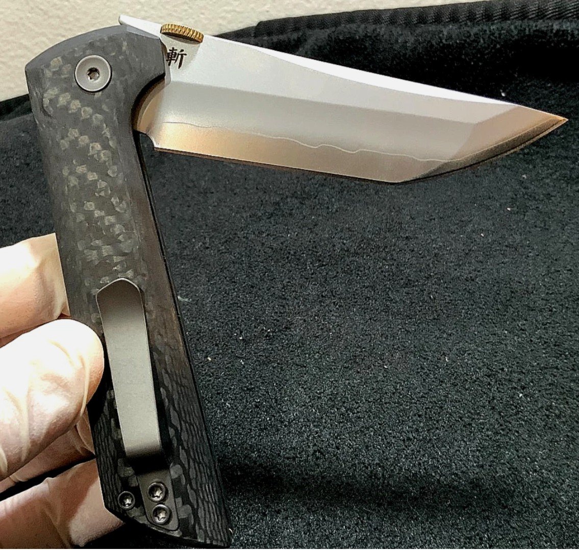 NMB Chop 2 NMB2406C Hitachi San Mai Blade Tanto Gold Disk Opening Folding Knife - Image 5