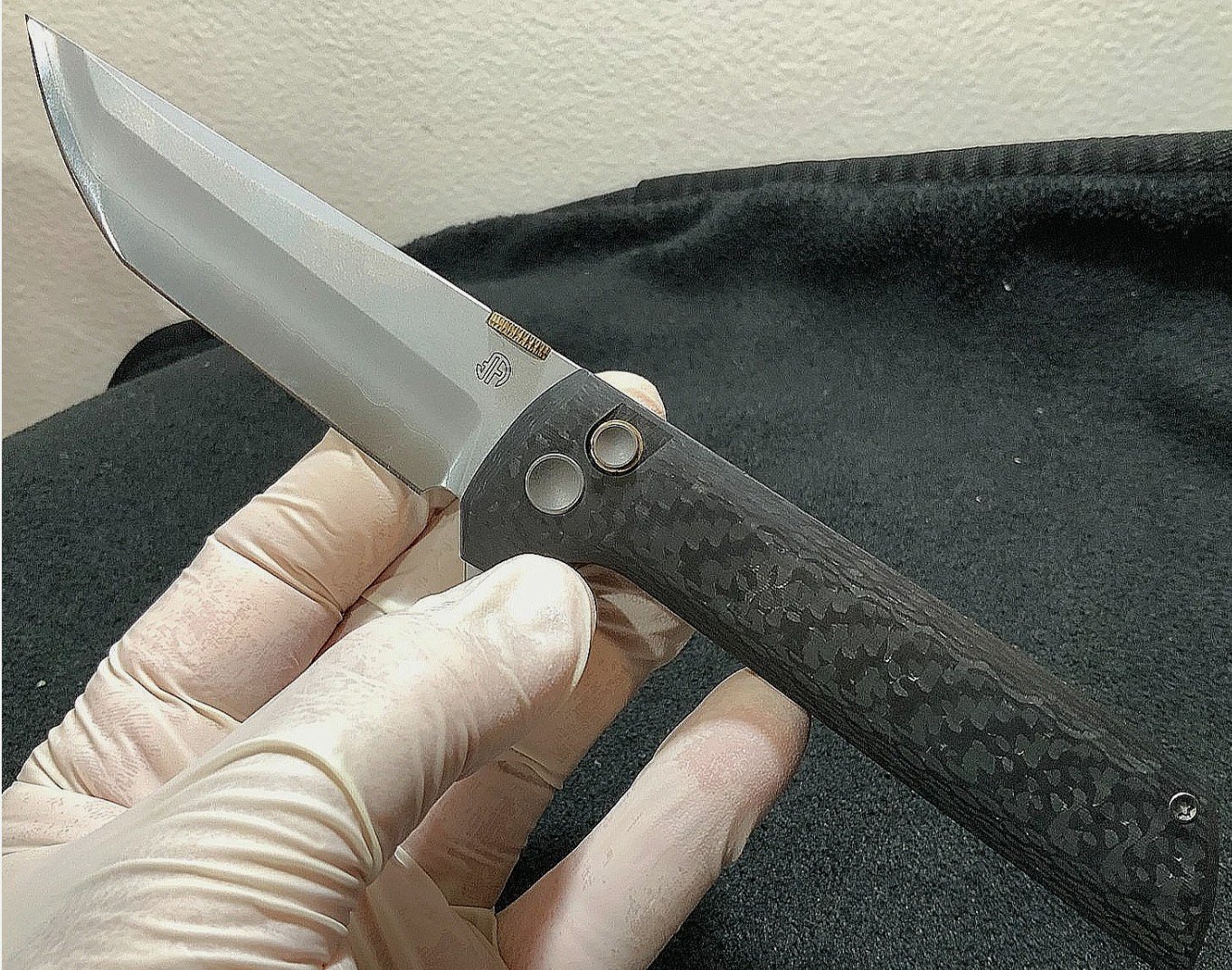NMB Chop 2 NMB2406C Hitachi San Mai Blade Tanto Gold Disk Opening Folding Knife - Image 3